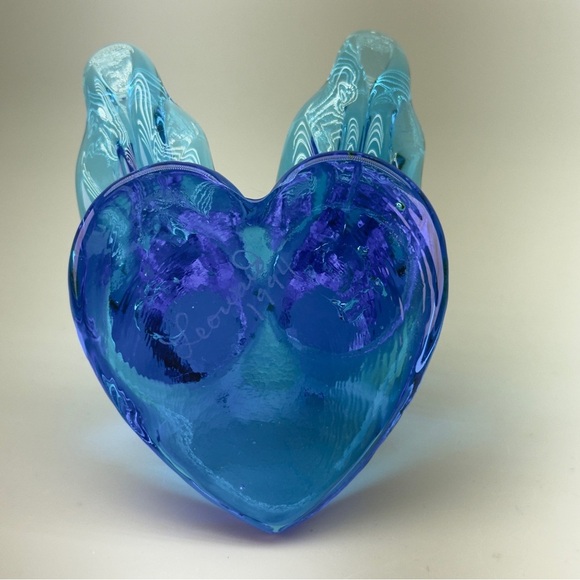 Handblown Signed Leo Ward 1994 
Cobalt Blue Bluebird of Happiness - Picture 8 of 9